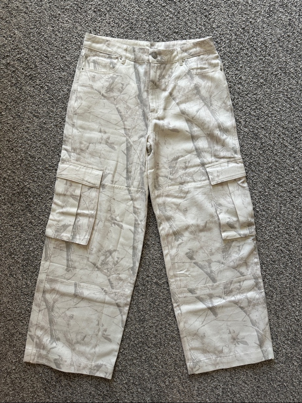 Altar'd State Beige Floral Cargo Jeans